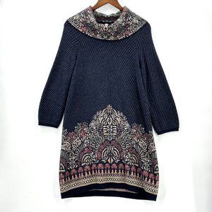 Moth By Anthropologie Sweater Dress Imperial Garden Fair Isle Cowl Neck